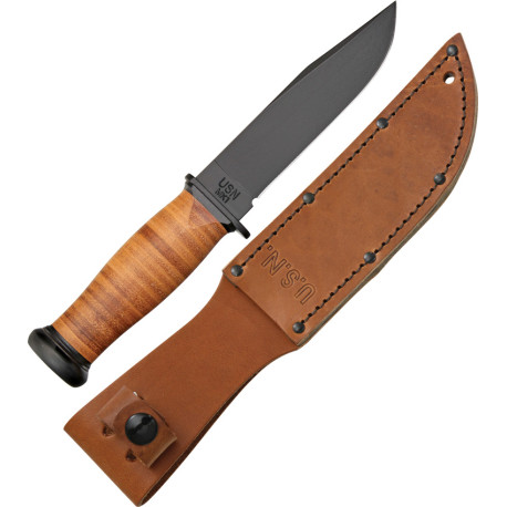 Couteau KA-BAR Mark I USN Manche Cuir - Lame Clip Point 13 cm - 1