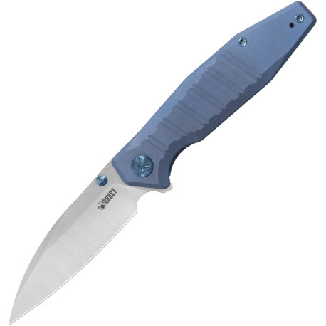 Couteau KUBEY Whammy Titane Bleu Frame Lock - Lame Wharncliffe - KU474B - 1