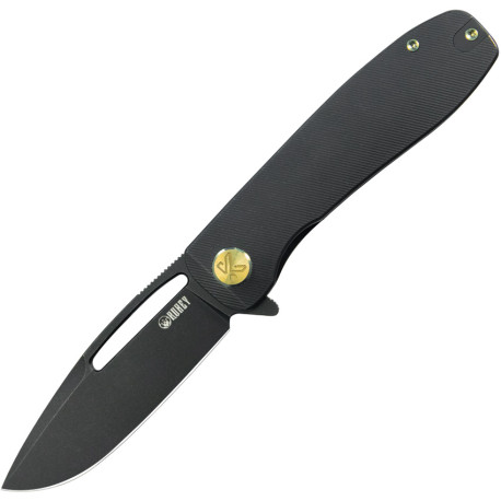 Couteau KUBEY Supercell Titane Noir Liner Lock - Lame Drop Point 8,8 cm - KU353D - 1
