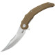 Couteau KUBEY Wave Crest Micarta Marron Liner Lock - Lame Hawkbill 9,6 cm - KU346D - 1