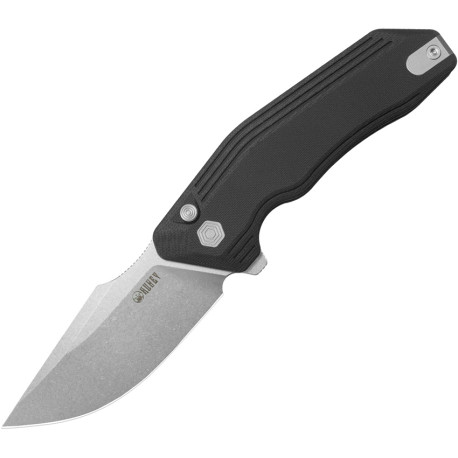 Couteau KUBEY Basilisk Noir Button Lock - Lame Tanto 8,2 cm - KU391A - 1