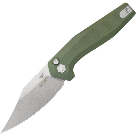 Couteau KUBEY Hades OD Green Button Lock - Lame Clip Point 8,3 cm - KU394B - 1