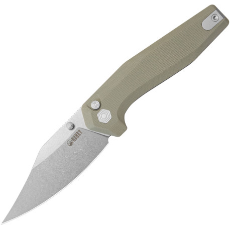 Couteau KUBEY Hades Tan Button Lock - Lame Clip Point 8,3 cm - KU394C - 1