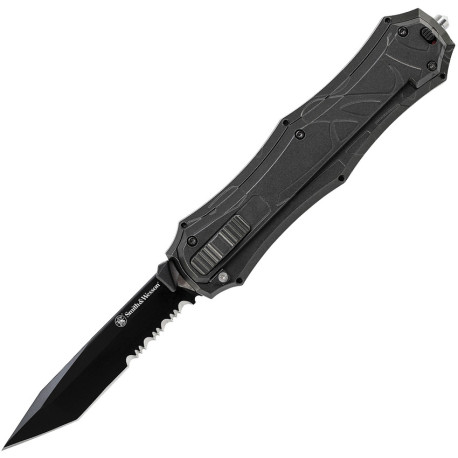 Couteau Pliant Smith & Wesson OTF Assist Actionneur Latéral - Lame Tanto Dentelé 9,1 cm - SWOTF9TBS - 1