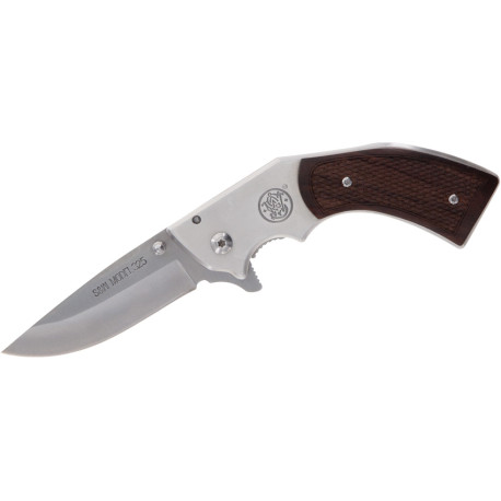 Couteau Pliant Smith & Wesson M325 Revolver Bois de Rose - Lame Drop Point 7,6 cm - 1168583 - 1