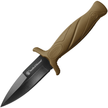 Couteau Fixe Smith & Wesson HRT Couteau de Botte FDE - Lame Spear Point 7,5 cm - 1100072 - 1