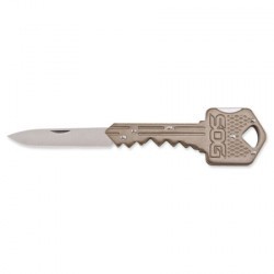 Couteau SOG Key lame 3.8cm Lisse Satin manche Inox - KEY102