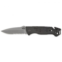 Couteau SOG Escape lame 8.6cm semi-dentelée Anthracite manche Aluminum - FF24-CP - 2