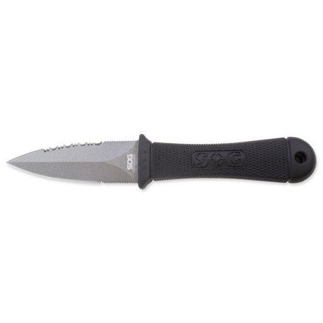 Couteau SOG Pentagon lame 9.2cm semi-dentelée Noir manche Polymère - M14K-CP - 1