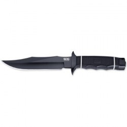 Couteau SOG Tech Bowie lame 16.3cm Lisse Noir manche Polymère - S10B - 1