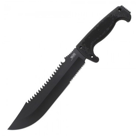 Machette SOG Jungle Primitive lame 24.1cm semi-dentelée Noir manche Polymère - F03TN-CP - 1