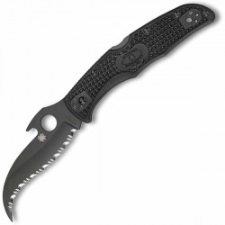 Couteau Spyderco Matriarch 2 lame 9.1cm dentelée Noir manche FRN (Nylon renforcé) - C12SBBK2W - 2