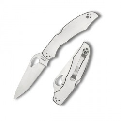 Couteau Spyderco Cara Cara 2 Lame 9.5cm lisse Inox Manche Inox - 1