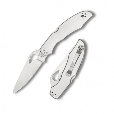 Couteau Spyderco Cara Cara 2 Lame 9.5cm lisse Inox Manche Inox - 1