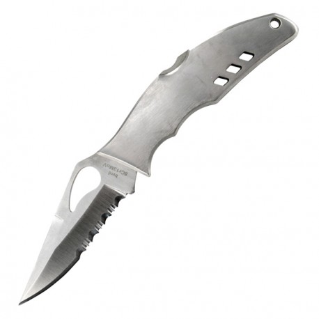 Couteau Spyderco Flight Lame 8.7cm semi-dentelée Inox Manche Inox - 1