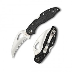 Couteau Spyderco Hawkbill Lame 7.3cm dentelée Inox Manche FRN